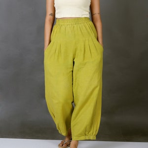 Unisex Apple Green pants for women, Custom made baggy pant, Bohemian pants, Made to order, Plus size image 4