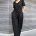 Black baggy jumpsuit for women, Linen jumpsuit, Made to order, Custom made, Plus size 
