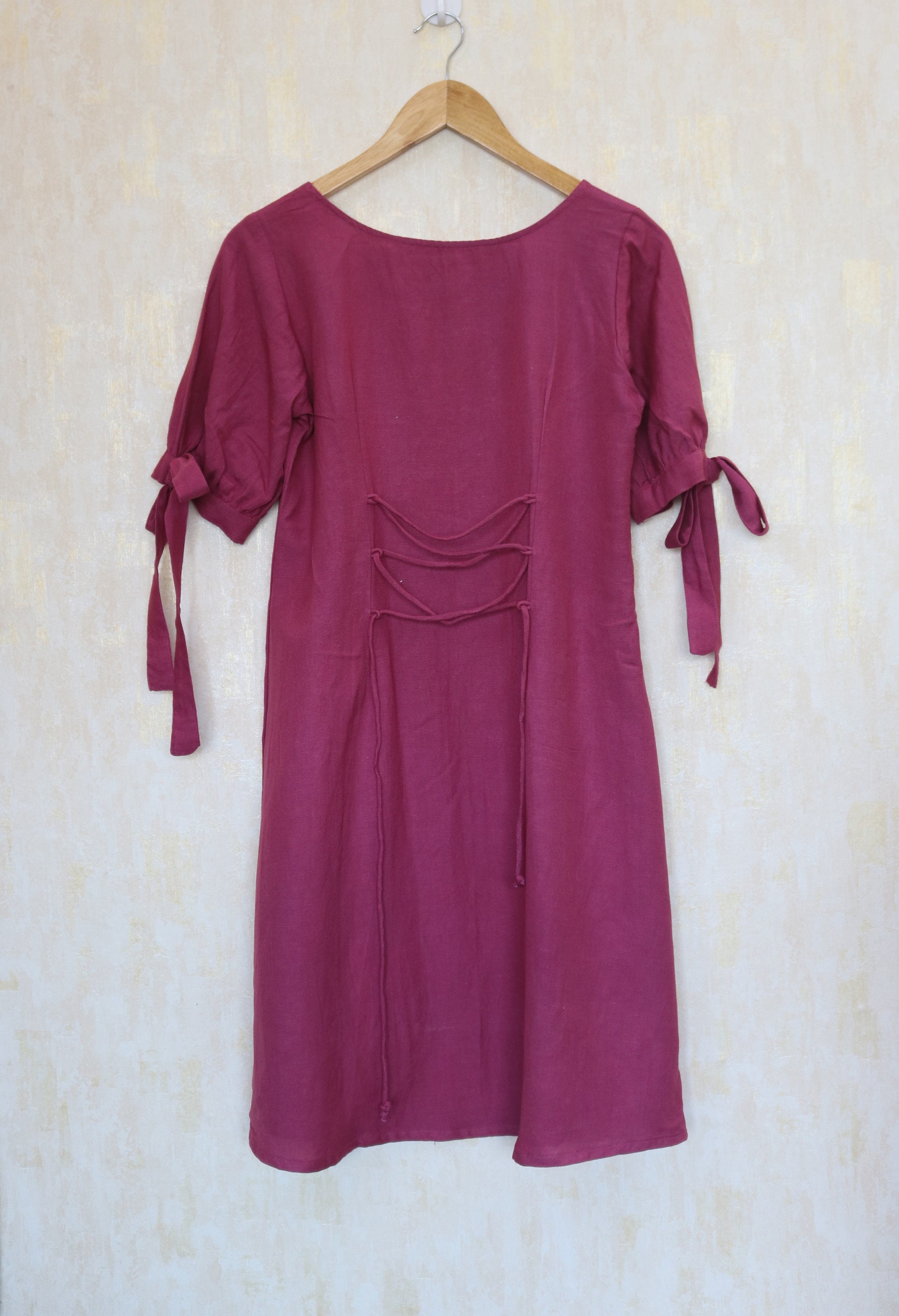 Magenta dress for women/ Linen pleated dress/ Loose linen | Etsy
