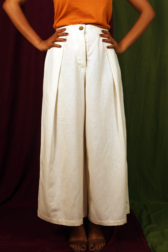 Elegant Cream White High Waisted Pants