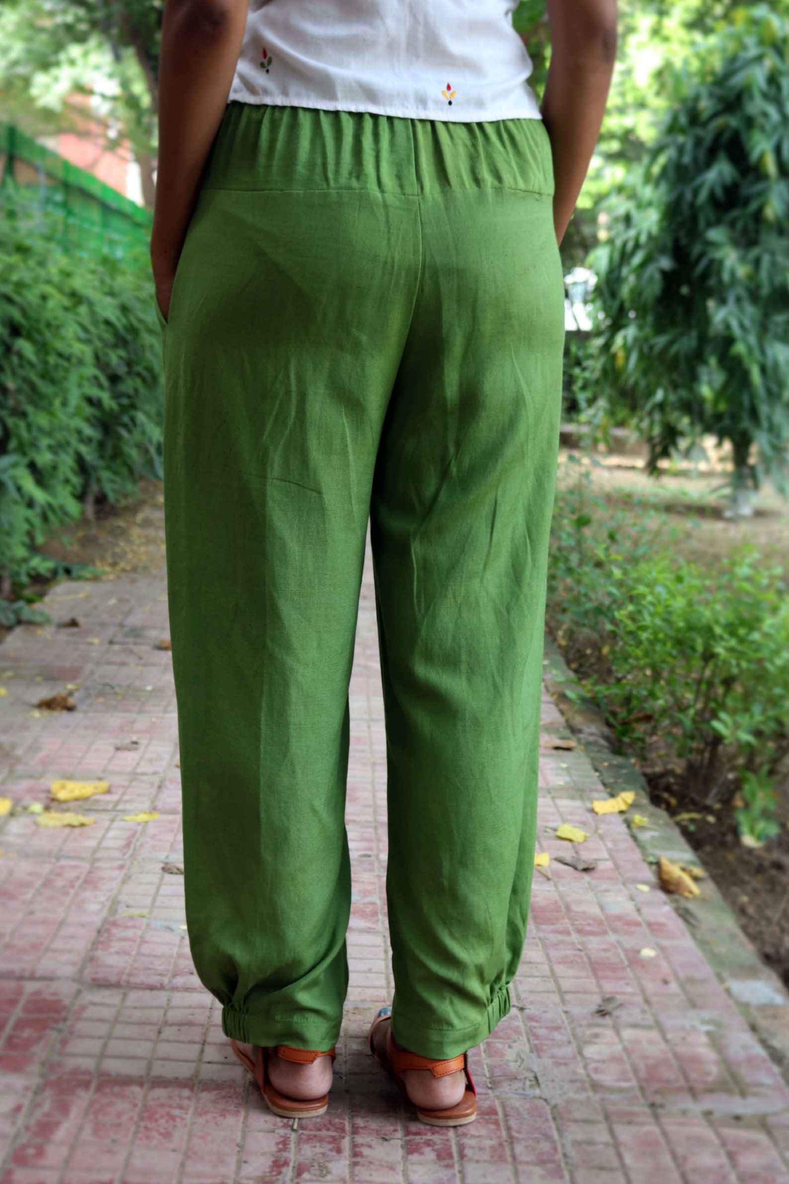 Custom Made Baggy Pants for Women Green Linen Pant Bohemian - Etsy