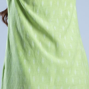 Lime Block Print Shift Dress, Linen shift dress, Hand block print dress, Linen tunic dress, Made to order, Custom made, Plus size image 6
