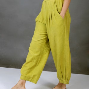 Unisex Apple Green pants for women, Custom made baggy pant, Bohemian pants, Made to order, Plus size image 5