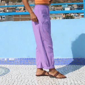 Unisex Lilac custom made baggy pants for women and men, Bohemian linen pants, Made to order, Plus size image 5