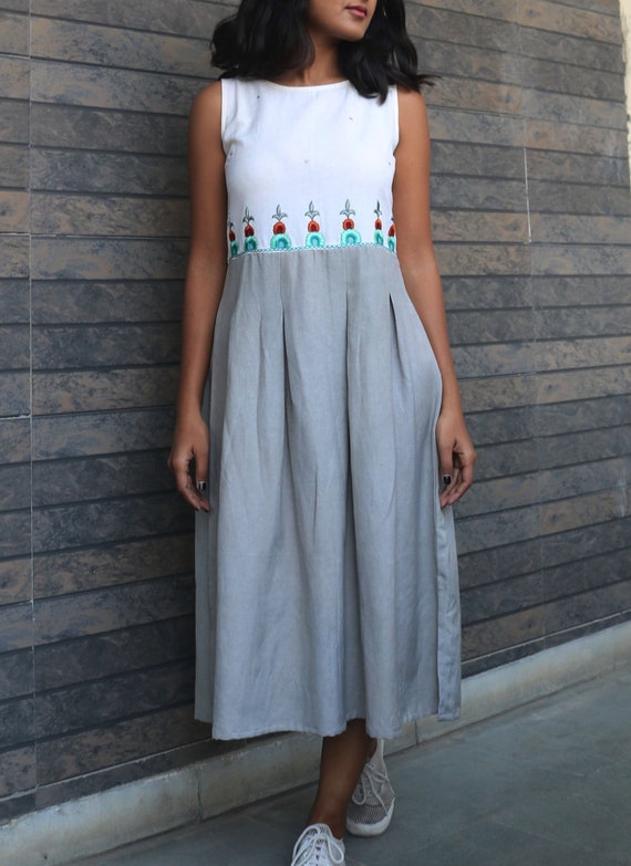 off white linen dress