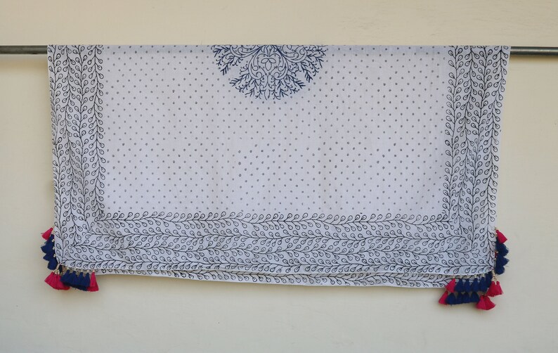 Block printed cotton scarf, Boho scarf, Print wrap, Square scarf, Tassel scarf, Indian print scarf, Indian print wrap image 6