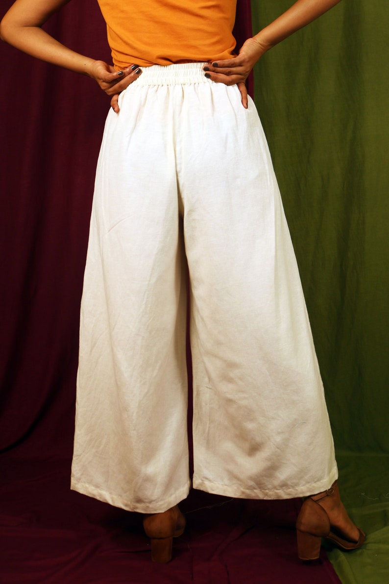 Custom made pleated pant for women, Cream linen pant, Formal pants, Made to order, Plus size image 5