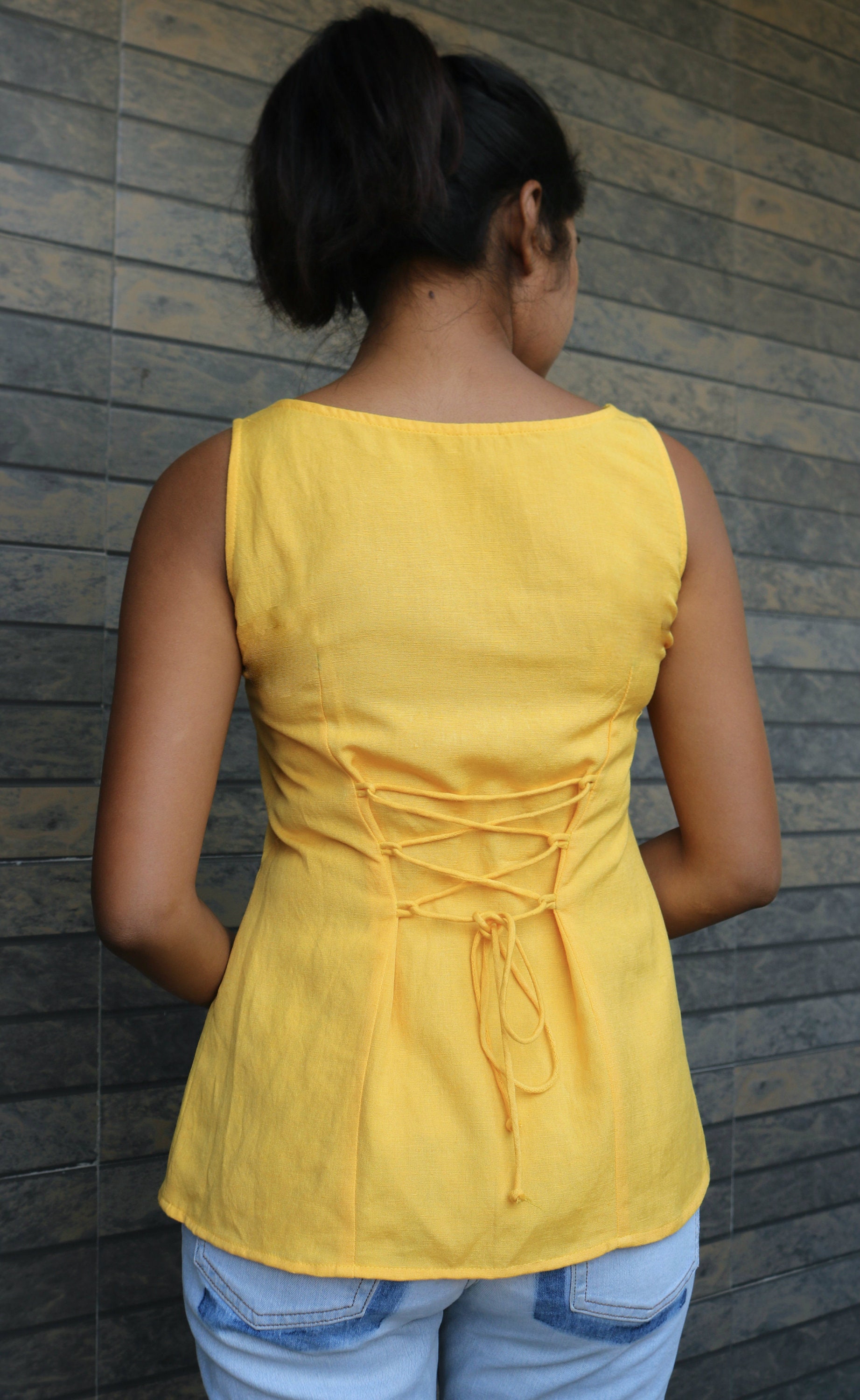 Yellow Linen Easy Top main image 1