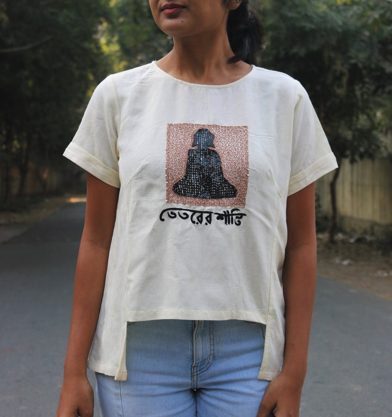 Budha topCream linen topLinen loose topBoho linen topLinen blousemade to order custom made