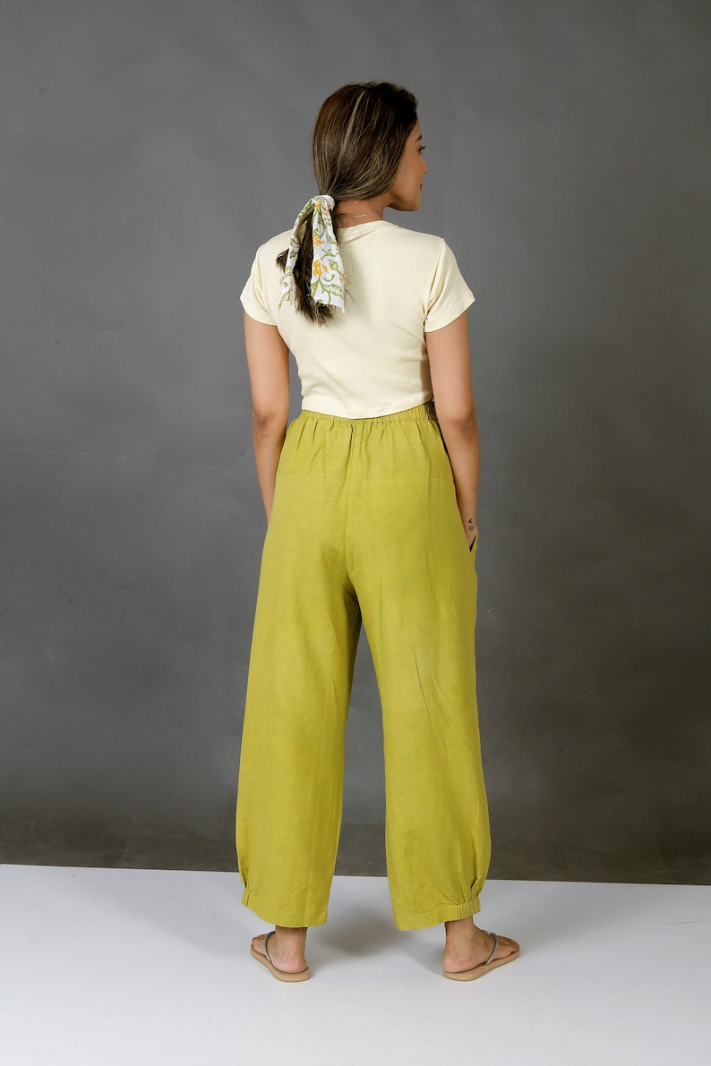 Unisex Apple Green pants for women, Custom made baggy pant, Bohemian pants, Made to order, Plus size image 3