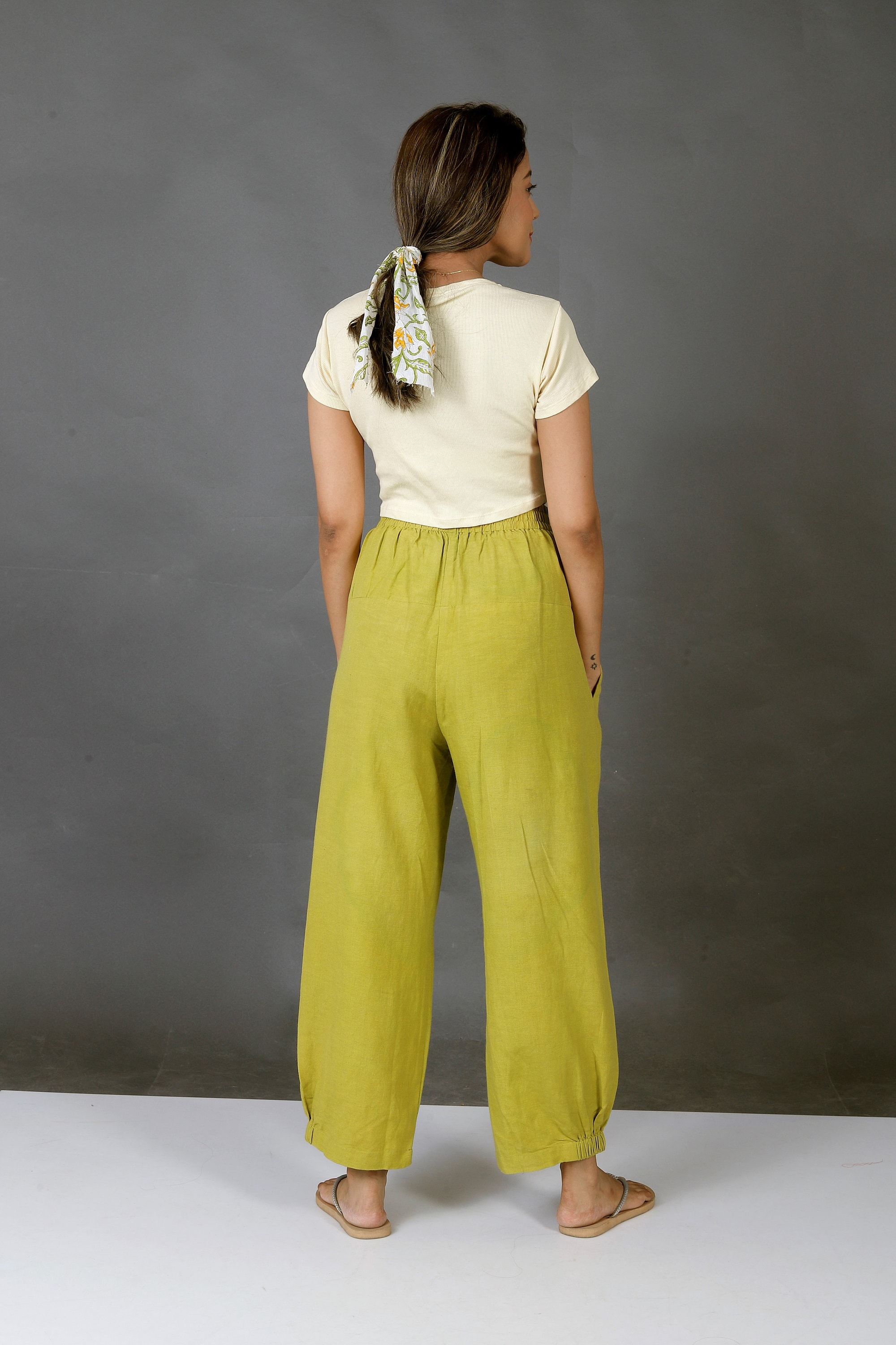 Unisex Apple Green Pants for Women, Custom Made Baggy Pant