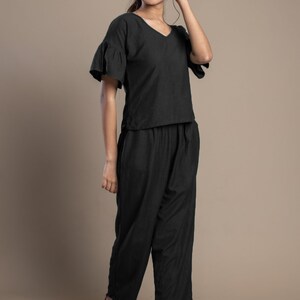 Black linen pant, Custom made loose pants for women, Bohemian pants, Made to order, Plus size image 4