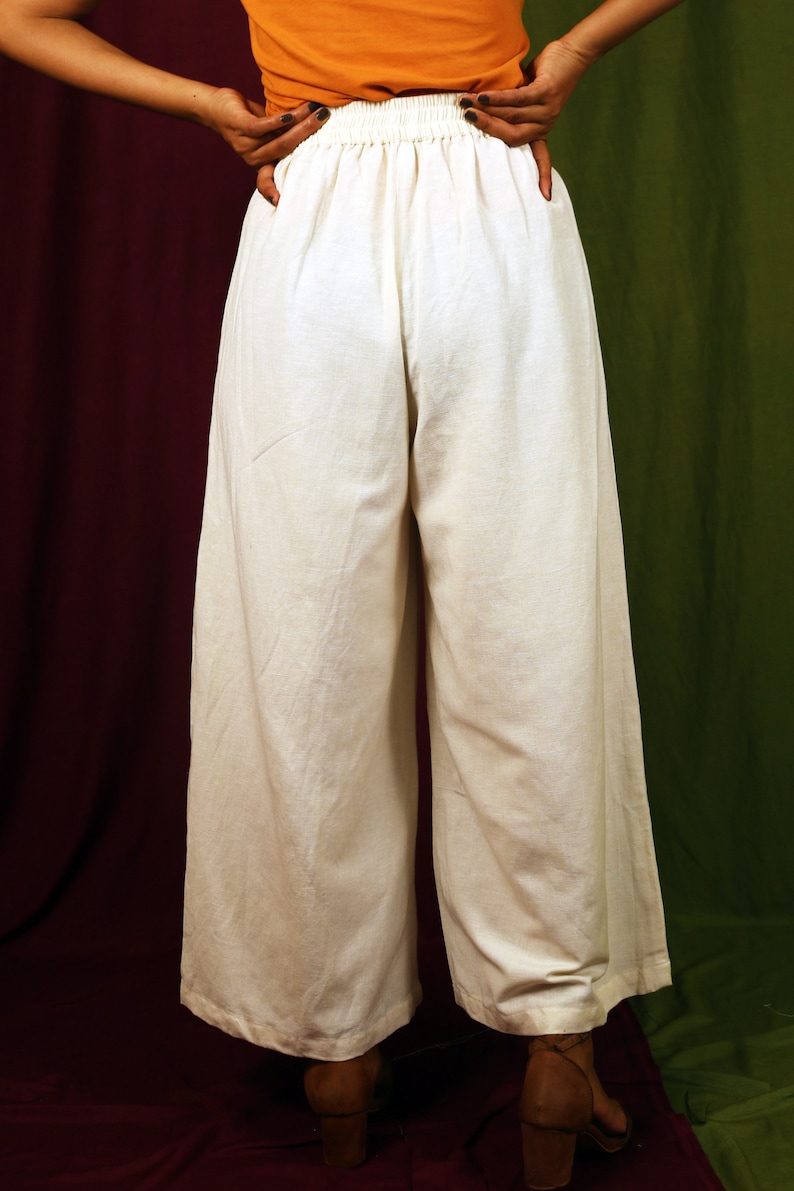 Custom made pleated pant for women, Cream linen pant, Formal pants, Made to order, Plus size image 4