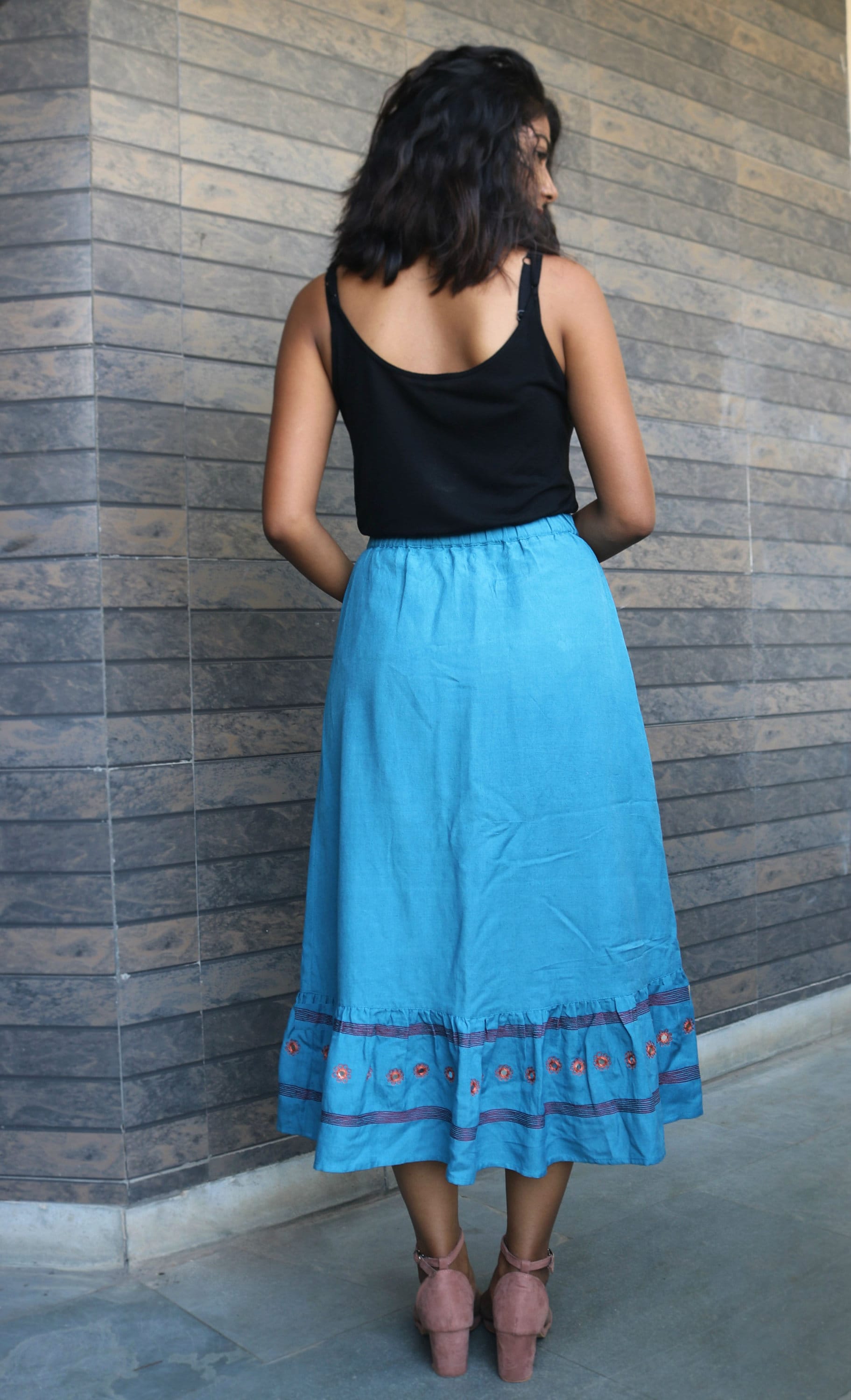 Wynona Skirt - Mughal Blockprint - Turquoise