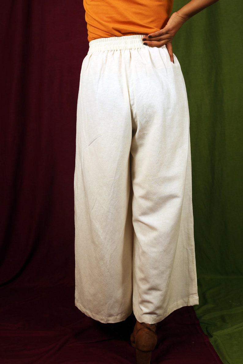 Custom made pleated pant for women, Cream linen pant, Formal pants, Made to order, Plus size image 2