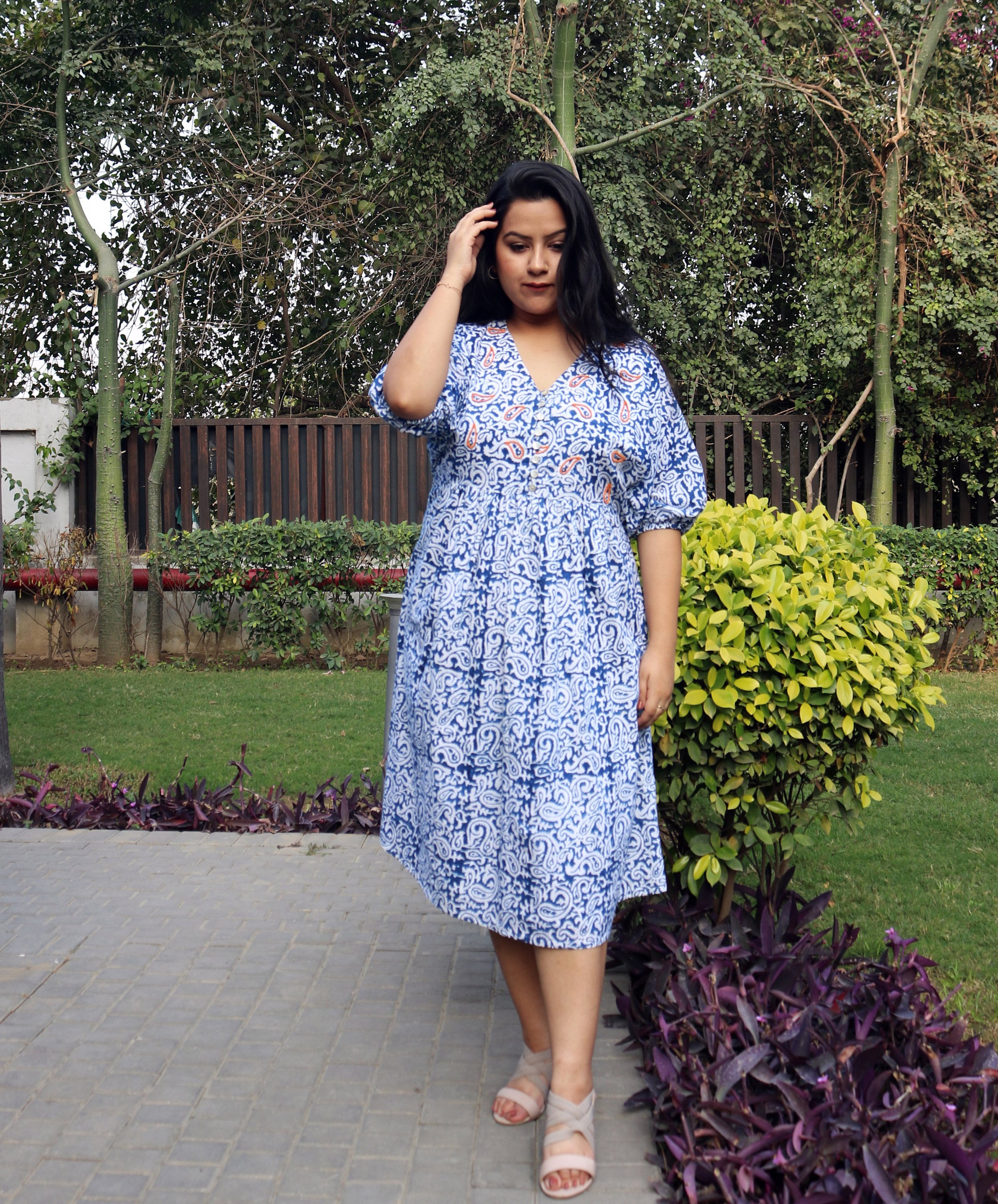 Blue Cotton Maxi dress for women Block print dress, Plus size, Made to order, Custom made, Plus size