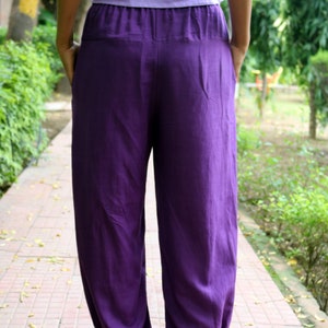 Unisex Purple pants for women, Custom made baggy pant, Bohemian pants, Made to order, Plus size image 3