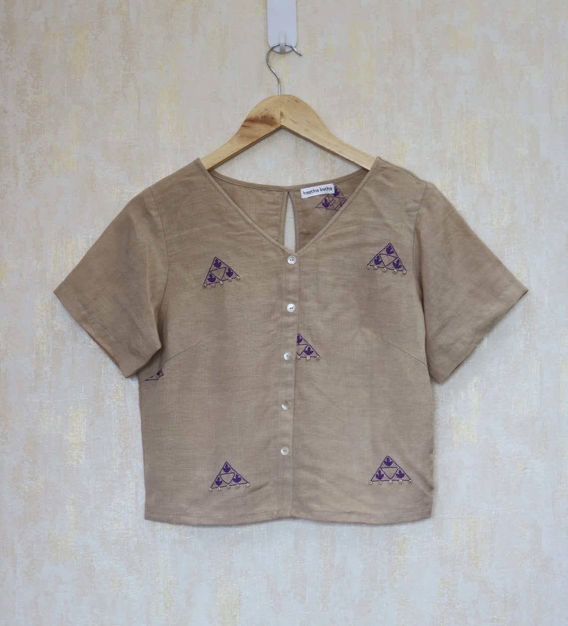 Linen Top for Women Beige Linen Top Linen Crop Top Made to Etsy India