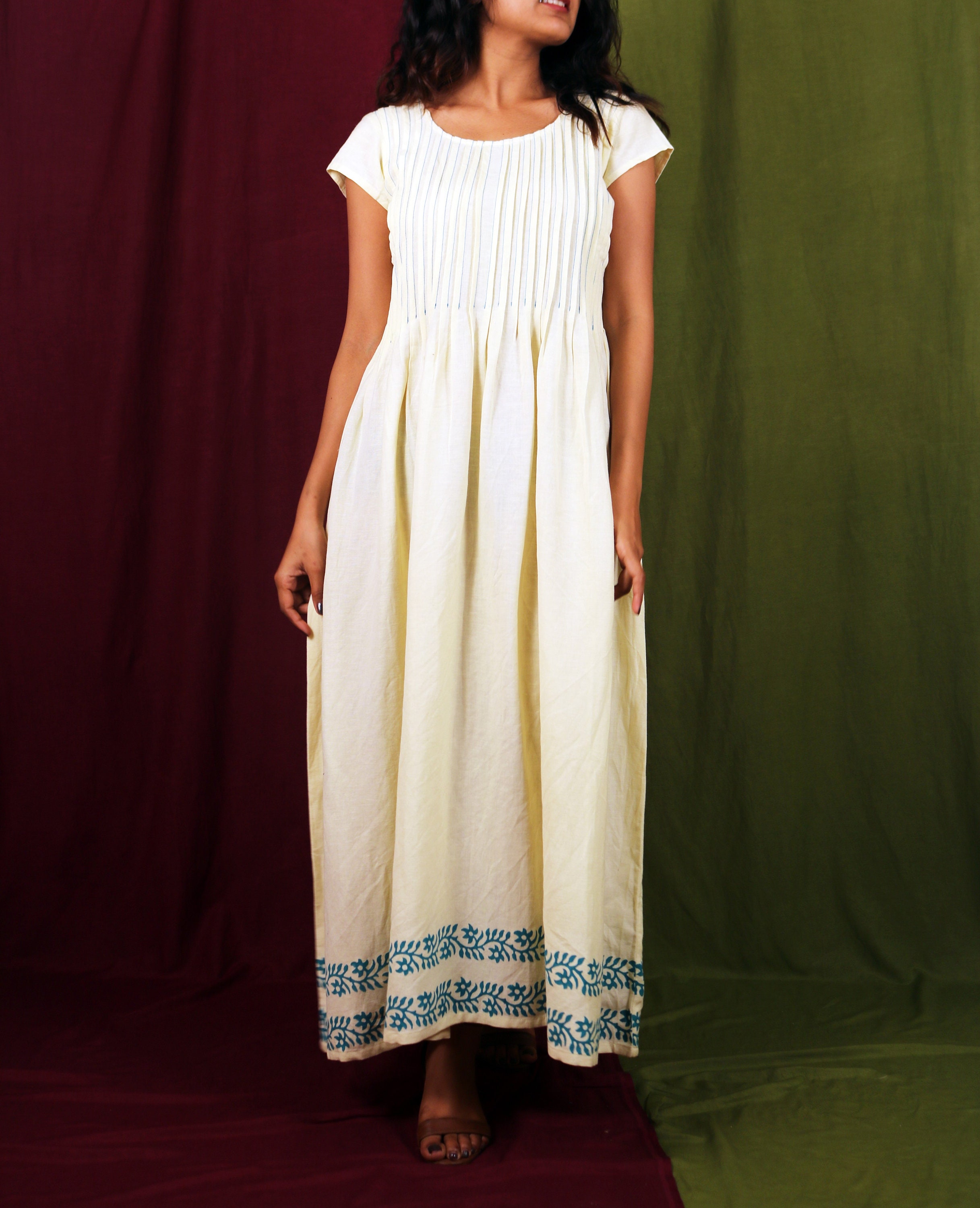 Pin Tucks Linen Maxi Dress Sundress Boho dress Plus Size | Etsy