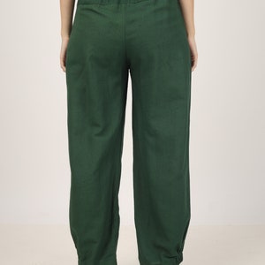 Unisex Dark Green baggy pants for women and men, Custom made linen pant, Bohemian pants, Made to order, Plus size image 4