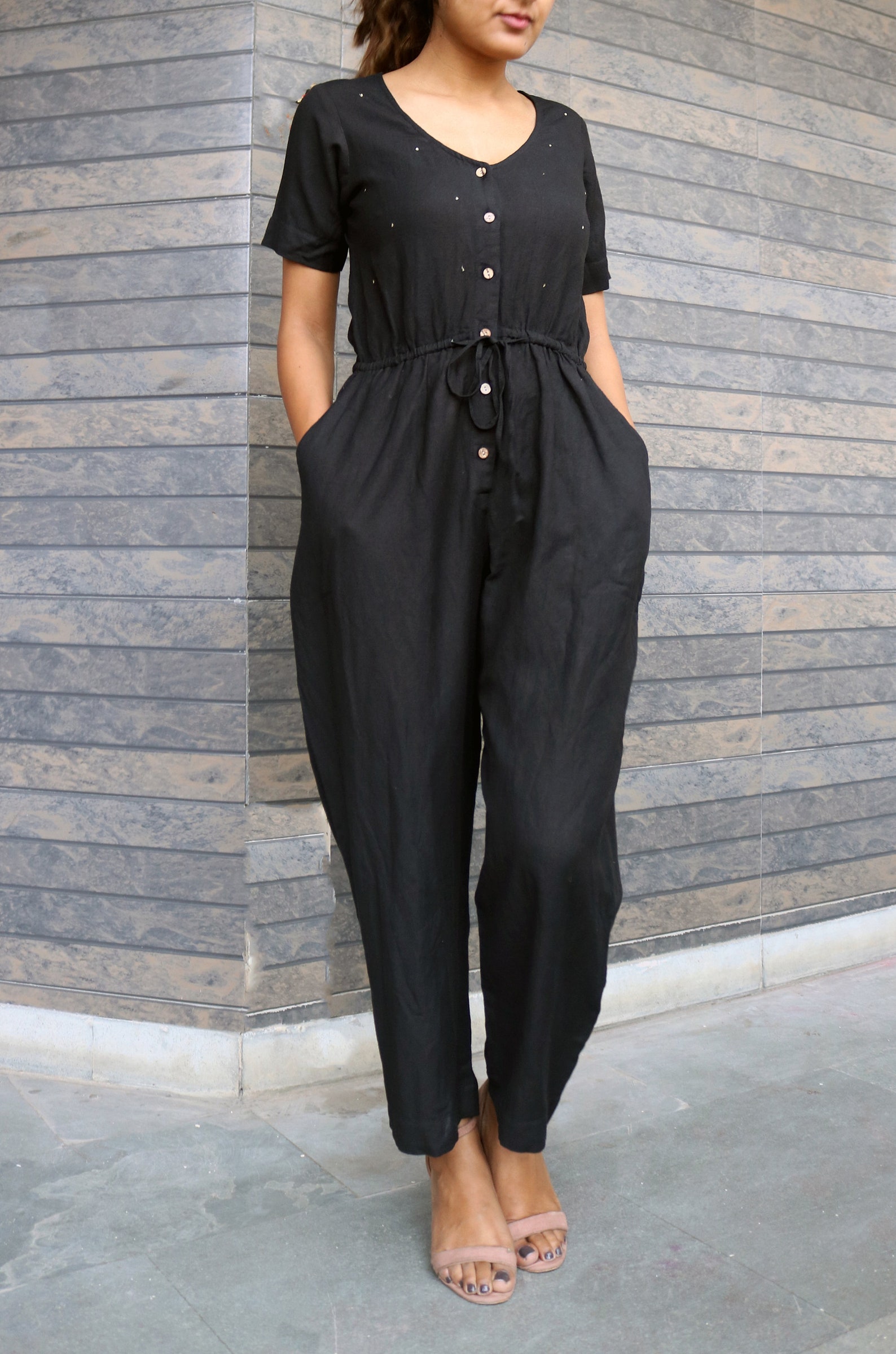 Black Baggy Jumpsuit for Women Linen Jumpsuit Made to Order Etsy