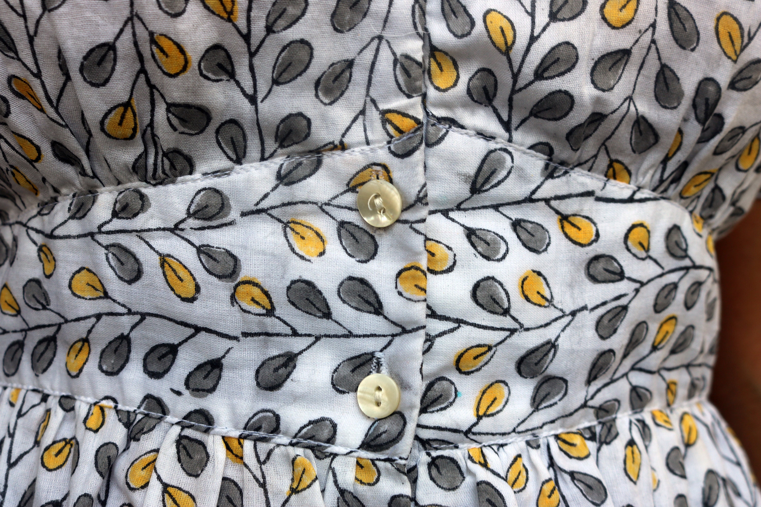 White-grey Block Printed Cotton Maxi Dress Button Down Dress - Etsy UK