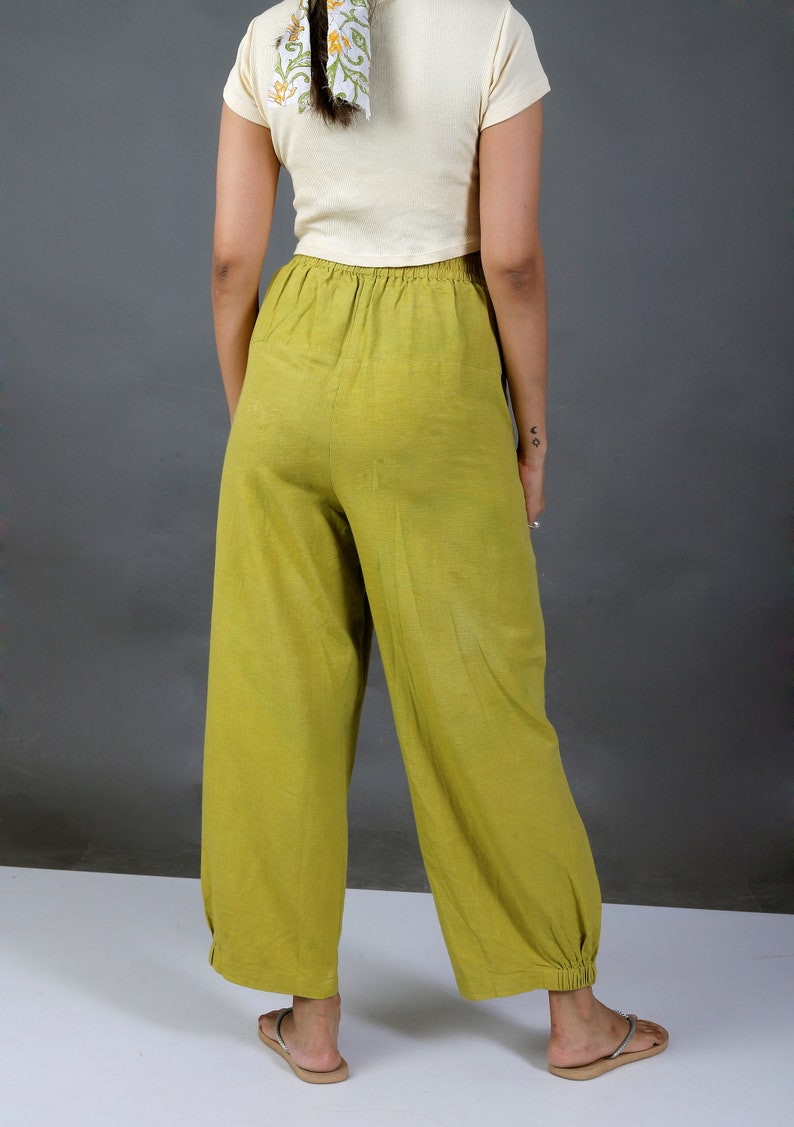 Unisex Apple Green pants for women, Custom made baggy pant, Bohemian pants, Made to order, Plus size image 6