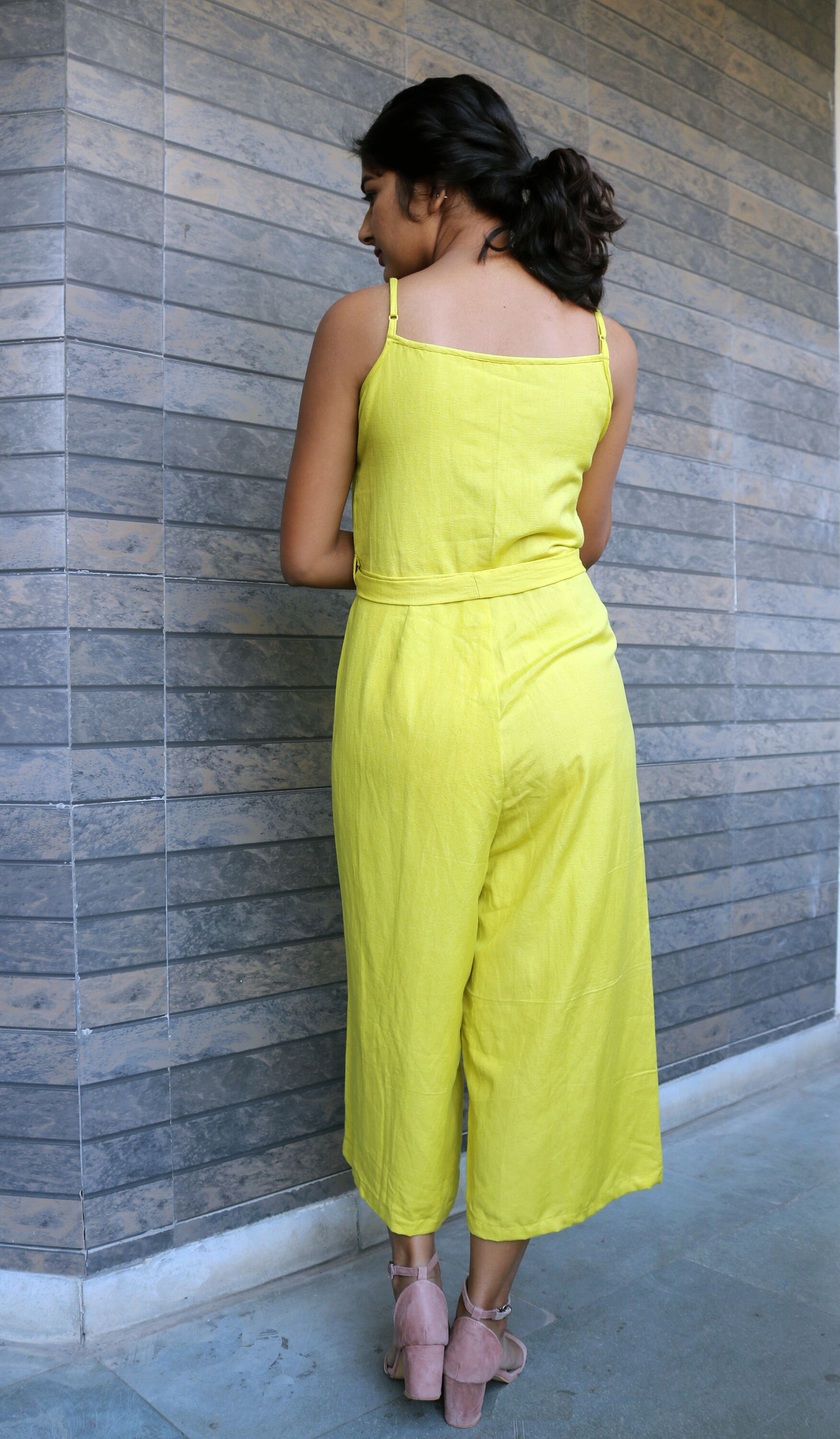 Lime green jumpsuit for women Linen jumpsuit Made to order Etsy