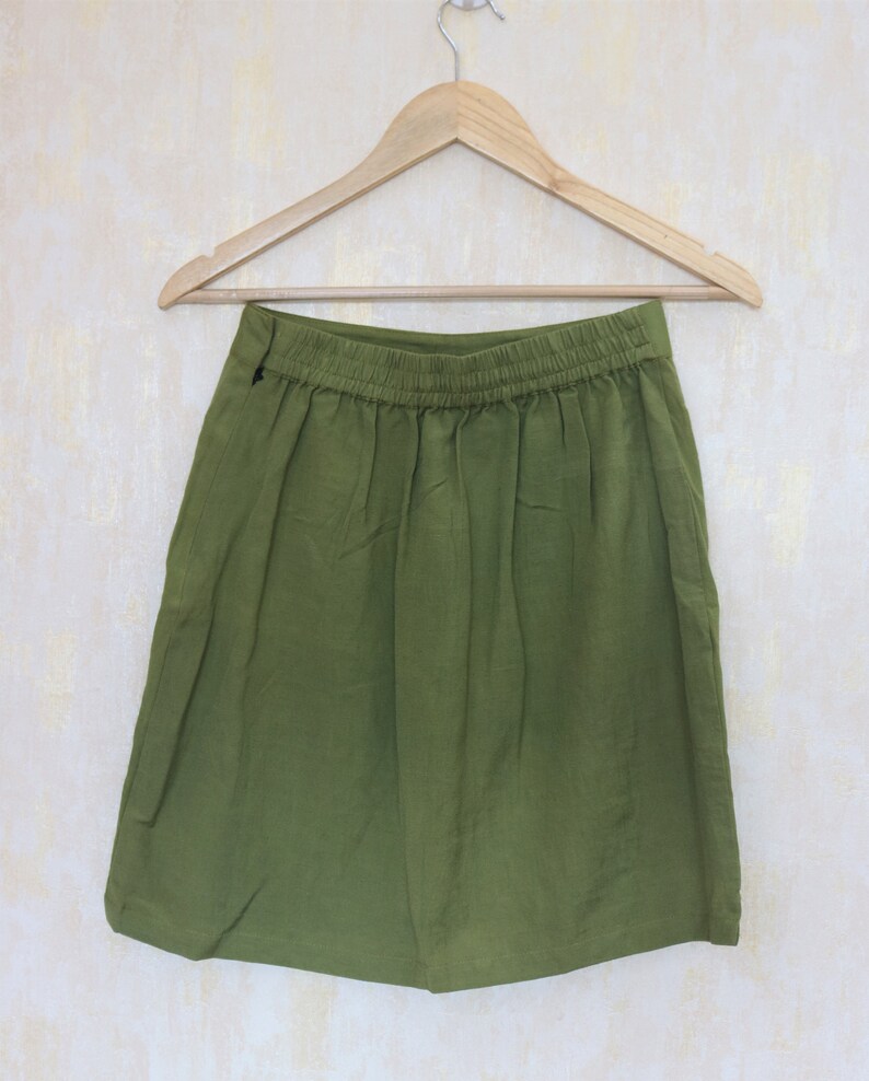 Pickle Green Mini skirt for women, linen skirt, Tassel skirt, Made to order, Custom made, Plus size image 5