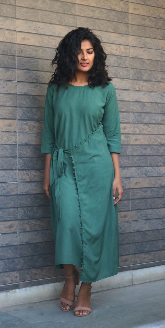 green linen maxi dress