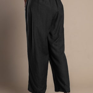 Black linen pant, Custom made loose pants for women, Bohemian pants, Made to order, Plus size image 3