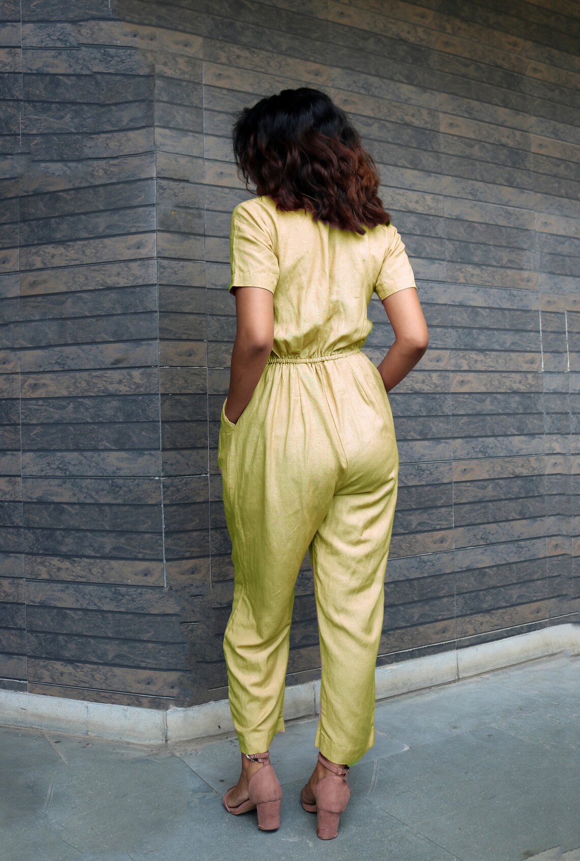 Olive Baggy Jumpsuit for Women Linen Jumpsuit Made to Order Etsy