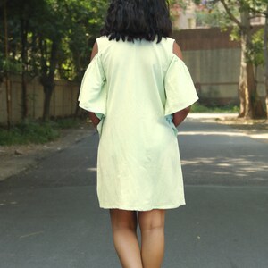 Mint green linen dress, Shift dress for women, Frill dress, Made to order, Custom made, Plus size image 2