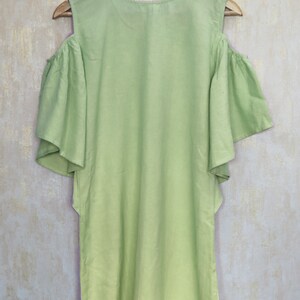 Mint green linen dress, Shift dress for women, Frill dress, Made to order, Custom made, Plus size image 4