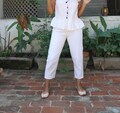 Crop pant for women, Cream linen pant, Made to order, Custom made, Plus size