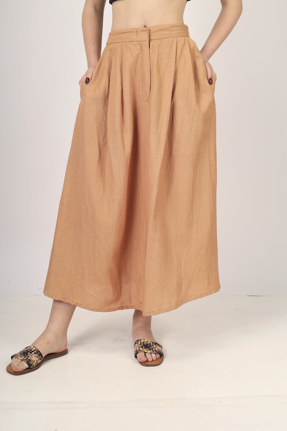 Pleated maxi skirt tan hotsell