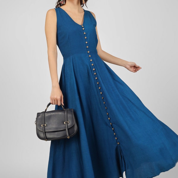 Blue Women maxi linen Dress for women, Plus Size, Made to order, Custom made