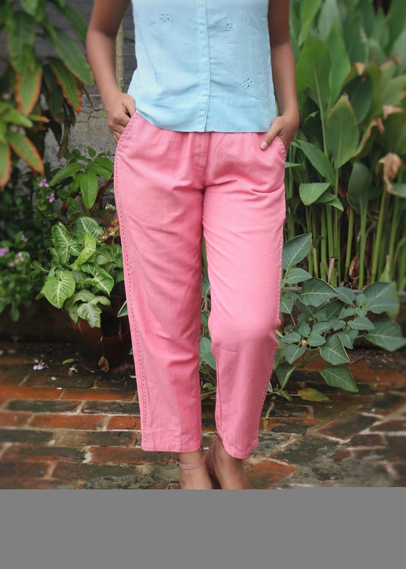 Trouser for Women Pink Linen Pant Made 
