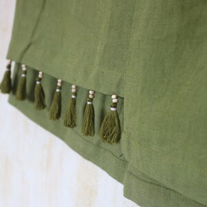 Pickle Green Mini skirt for women, linen skirt, Tassel skirt, Made to order, Custom made, Plus size image 4