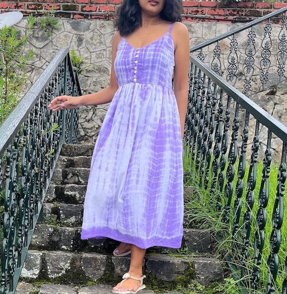 white christmas dresses Vanessa Bruno Puff Sleeve Midi Dress Tanja Tie Dye Cotton Size 36 –  Celebrity Owned main image 0