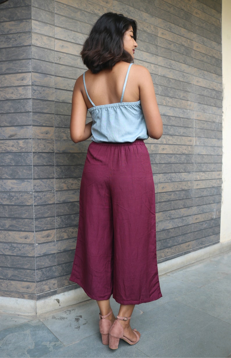 Pleated pant for womenWine linen pantcustom mademade to orderplus size