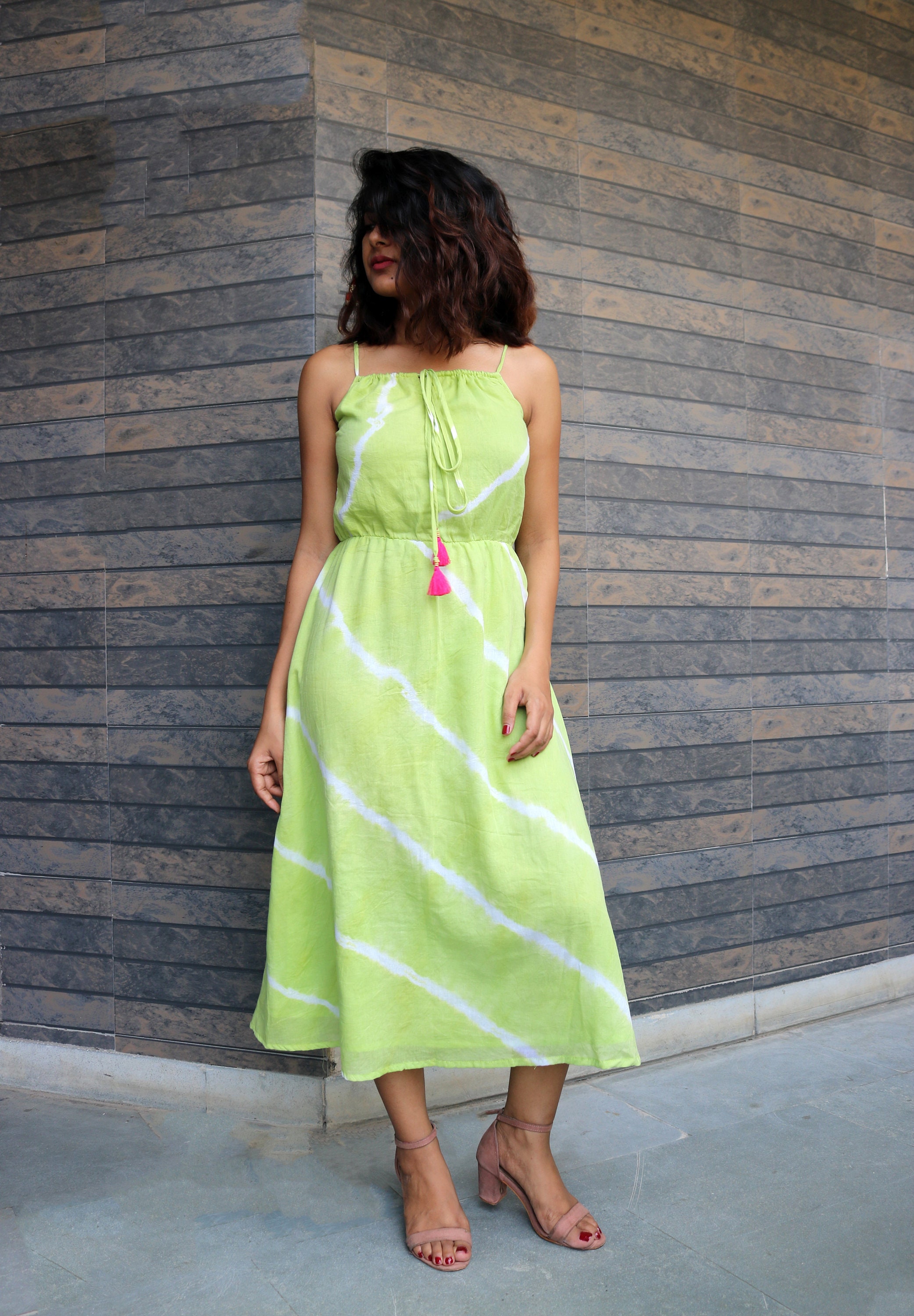 green emerald velvet dress Marissa Dress Purple and Green Tie Dye Cotton main image 1