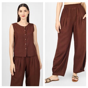 Brown Co-Ords with Top and Baggy Pants, Made To Order, Custom Made, Plus Size
