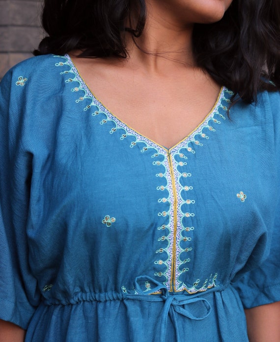 turquoise linen dress