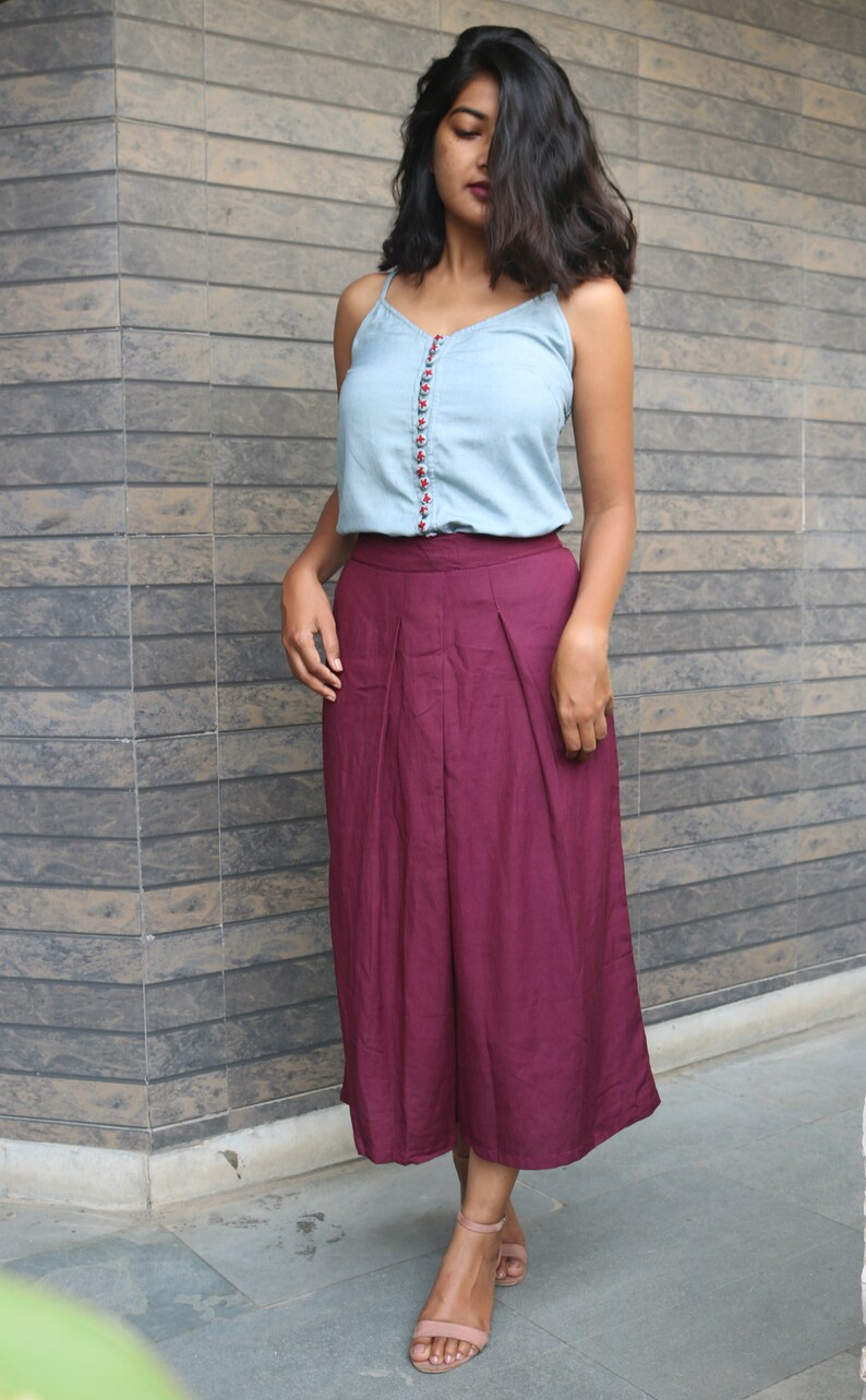 Pleated pant for womenWine linen pantcustom mademade to orderplus size