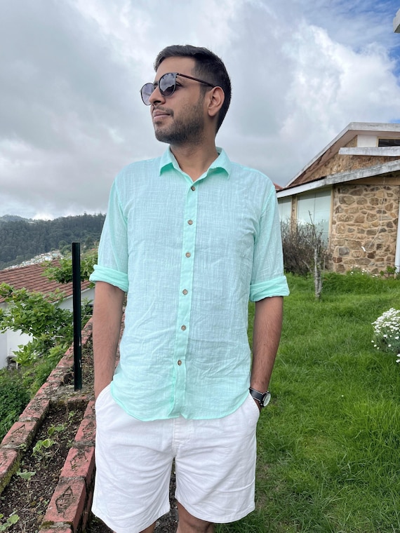 green emerald velvet dress OppoSuits Men's Magic Mint Long Sleeve Shirt, Small main image 0