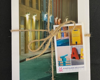 Curated set of 4 Urban Landscape-themed greeting cards, packaged with twine and a small card showing the images included in the set.