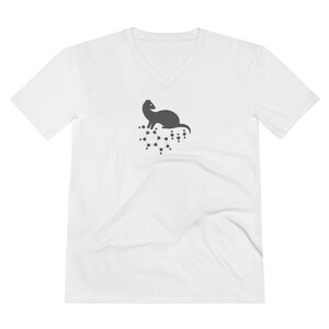 Ferretocracy Serotonin Tees in Black and White Color, Short Sleeve V-Neck T Shirt for Ferret Lover, Serotonin Graphic Shirt for Him / Her image 2