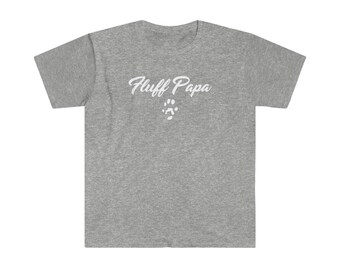 Fluff Papa Softstyle Printed Tee, Round Neck Short Sleeve T-Shirt for Ferret Lover, Gift Idea for Ferret Dad, Graphic Sleeveless Tees