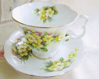 Royal Albert Yellow Flowers Tea Cup and Saucer, Gainsborough Shape,  Vintage Bone China